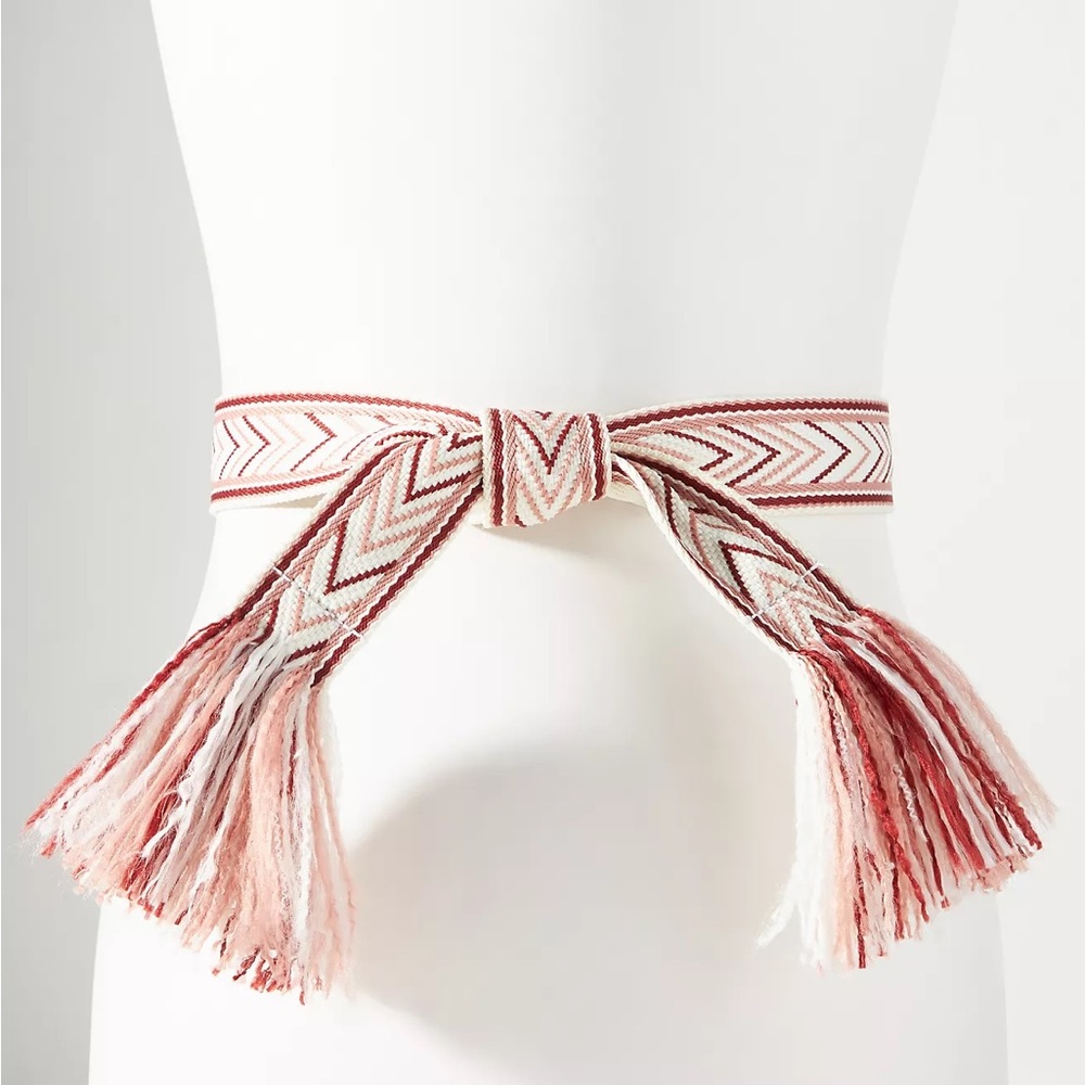 Anthropologie Woven Fringe Bohemian Tie Belt - Picture 3 of 7